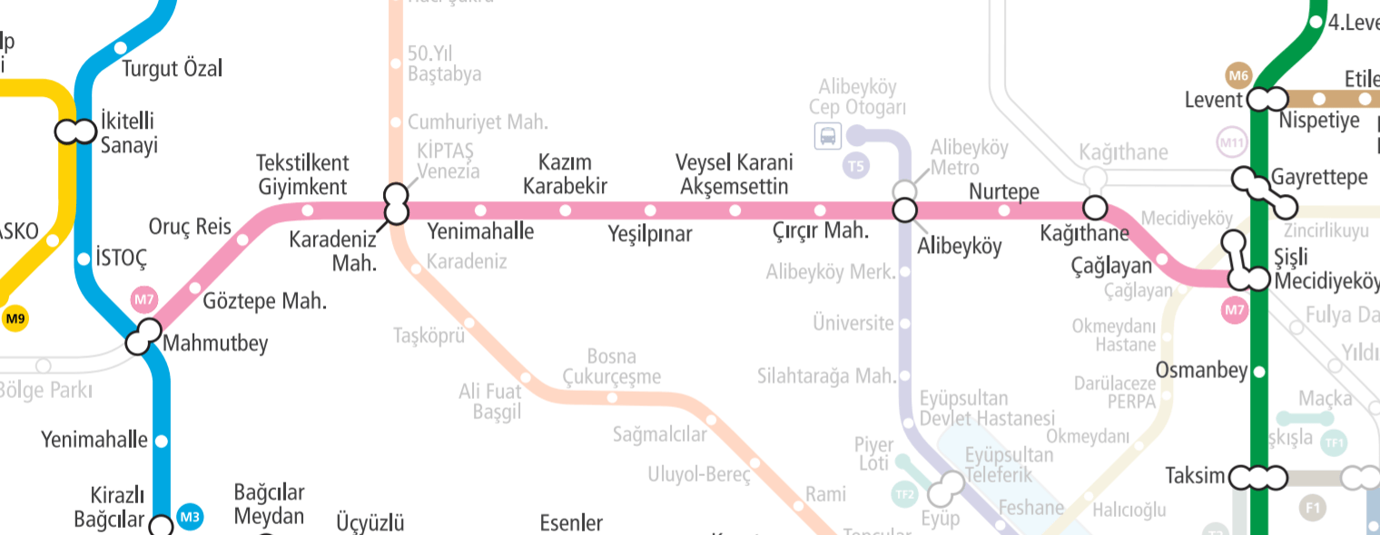 Метро стамбула схема 2020 на русском